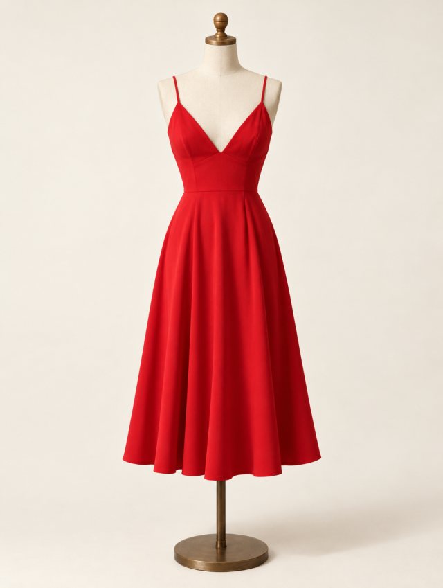 Red midi dress