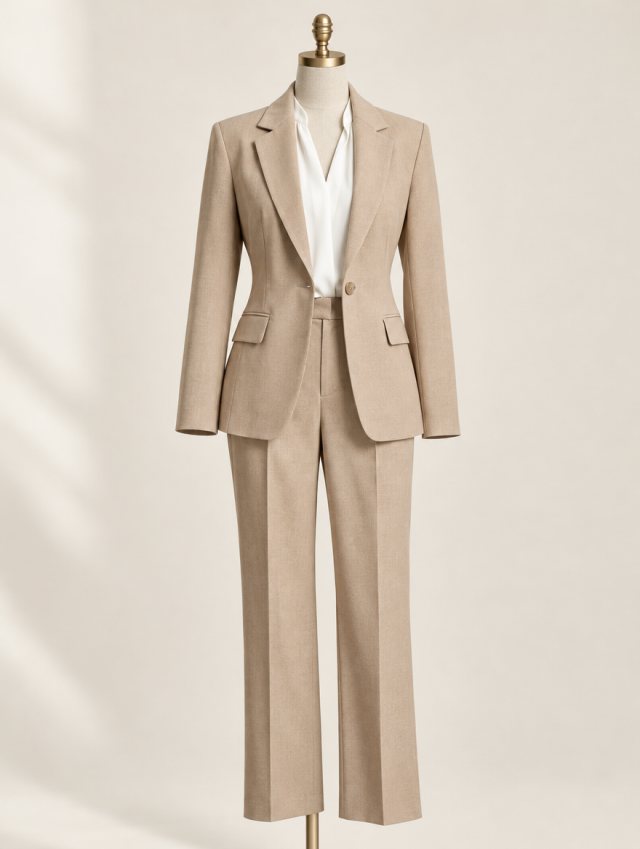 Beige tailored suit